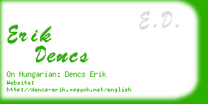 erik dencs business card